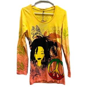 Y2K Crystal Rock Limited Edition Long Sleeve Graphic Tunic Top